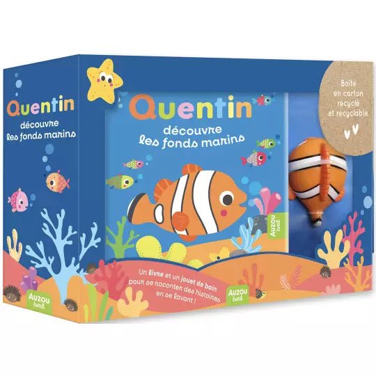 Coffret livre de bain et jouet | Quentin découvre les fonds marins - SMART Babyshop - Auzou