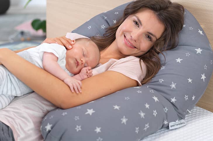 Coussin de grossesse et d'allaitement (gris) - SMART Babyshop - Theraline