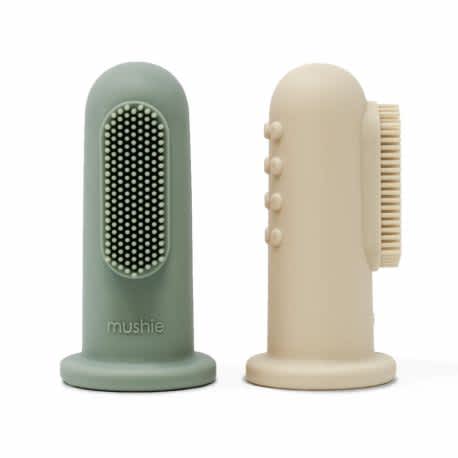 Duo de brosses à dents en silicone | shifting sand/cambridge blue - SMART Babyshop - Mushie