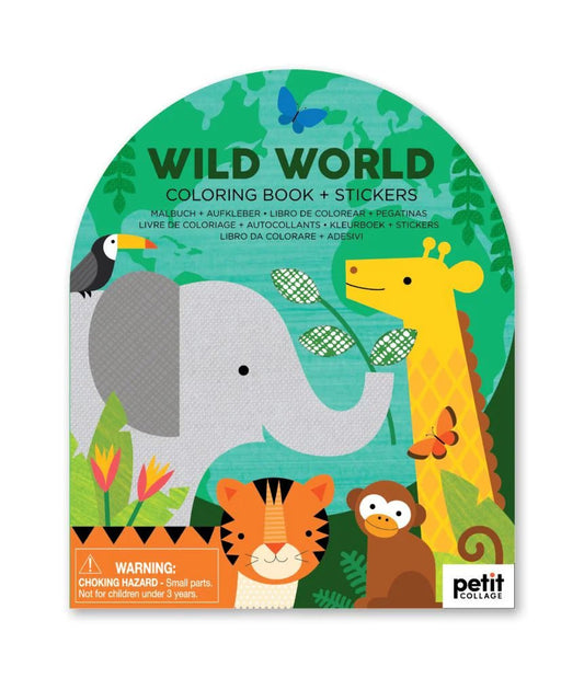 Livre coloriage + Stickers | Wild World - SMART Babyshop - Petit Collage