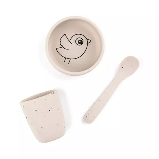 Set premier repas : Tasse, Cuillère et Bol | Birdee sable - SMART Babyshop - Done by Deer